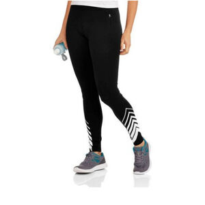 Danskin Now Fitspiration XS Leggings Black/White Chevron Print